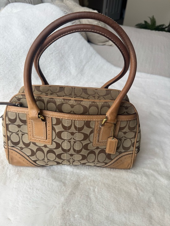 Coach Handbags - Coach Signature Hampton Satchel  Beige Canvas with Tan Leather Trim Style 10532